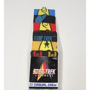 Star Trek Universe 6 Pack of Men's Crew Socks Size 8-12‎ Spock Kirk Enterprise